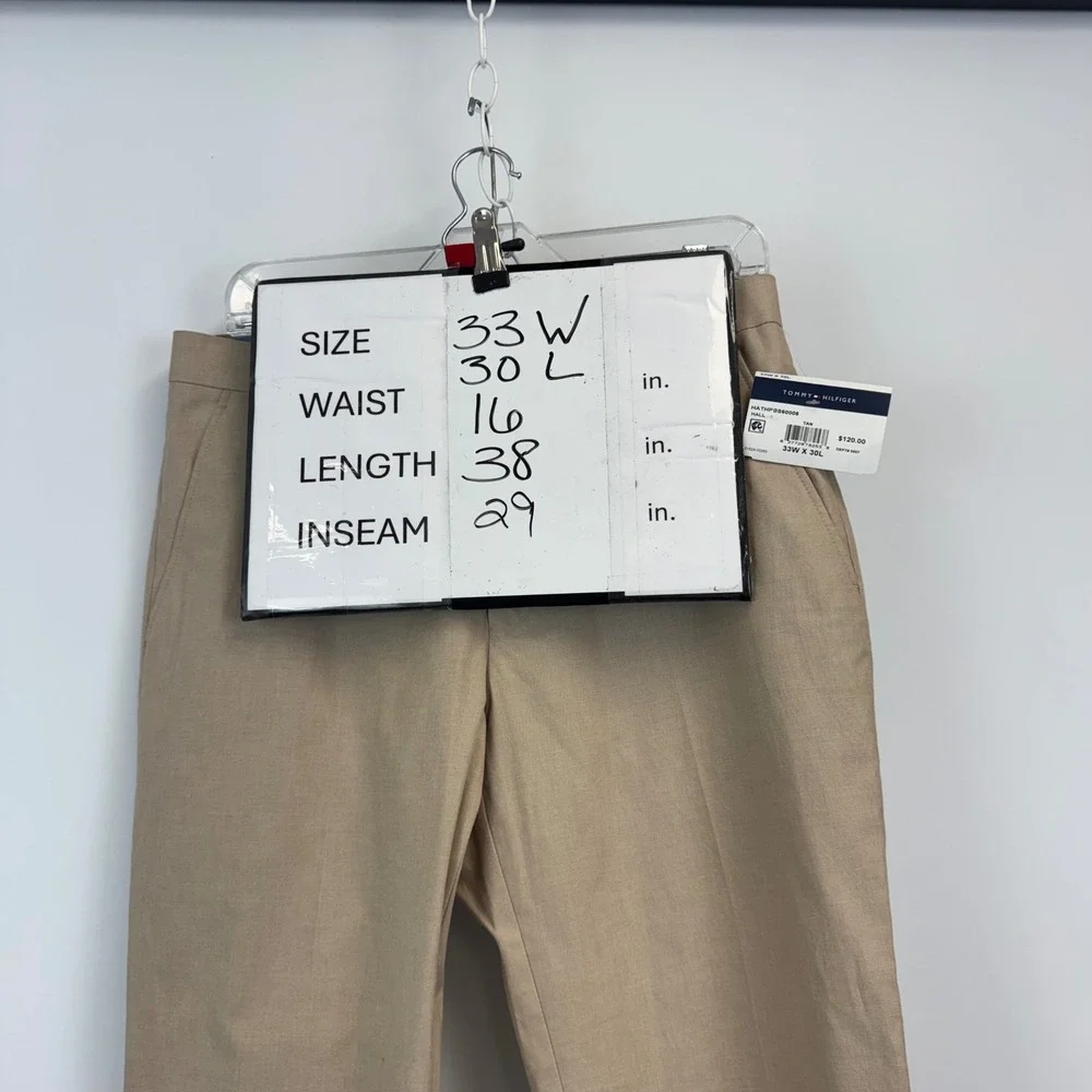 Tommy Hilfiger TH Flex Mens Tan Hall Modern Fit Suit Separate Pant 33W 30L NWT